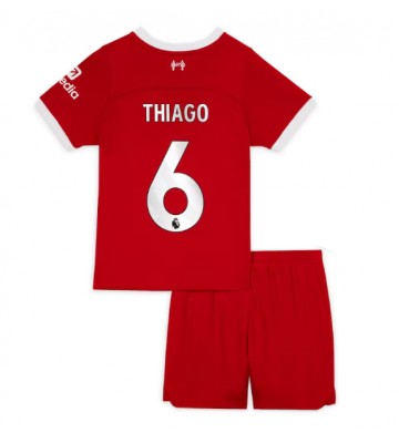 Lacne Dětský Futbalové dres Liverpool Thiago Alcantara #6 2023-24 Krátky Rukáv - Domáci (+ trenírky)